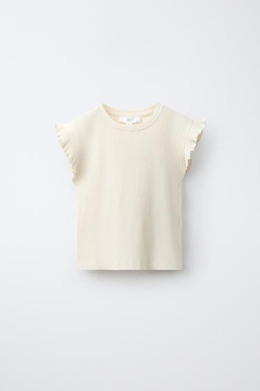 CAMISETA RIB VOLANTE - Crudo de Zara - Imagen 0