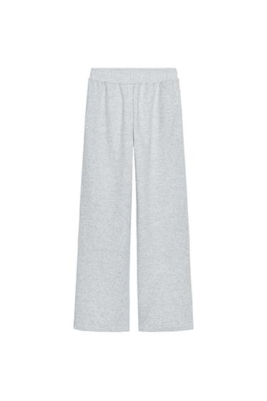 WIDE-LEG PLUSH TROUSERS - Grey marl by Zara