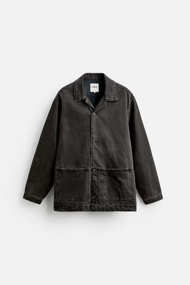 CHAQUETA DENIM BOLSILLOS - Marrón oscuro de Zara
