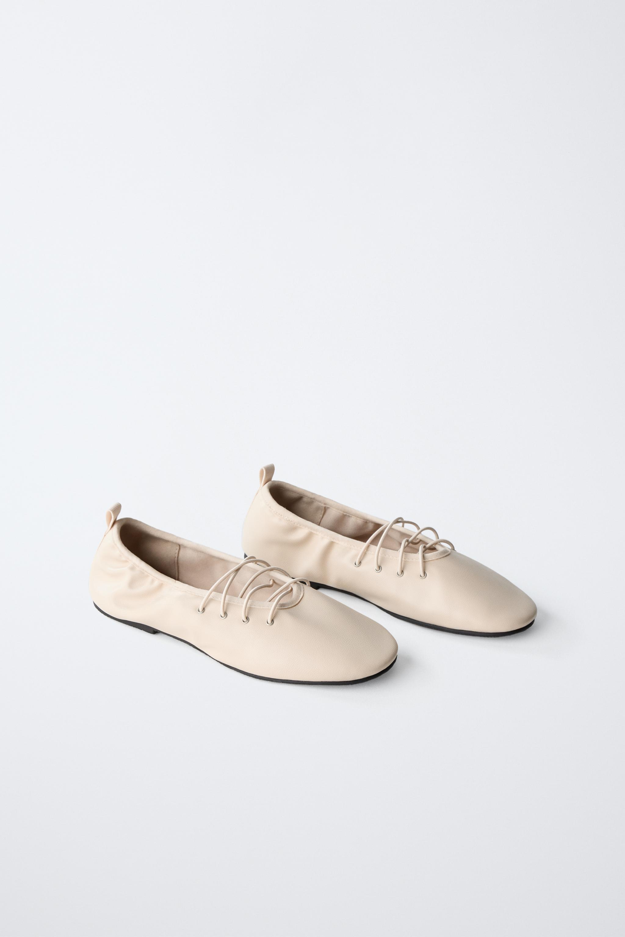 LACE-UP BALLET FLATS - Red | ZARA United States