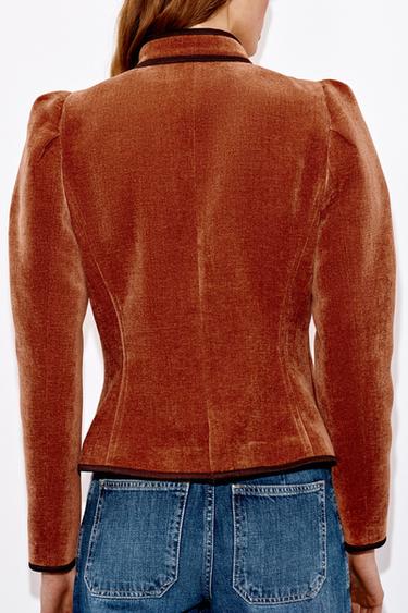 VESTE À LISERÉS EN CONTRASTE - Orange brûlé de Zara - Image 5