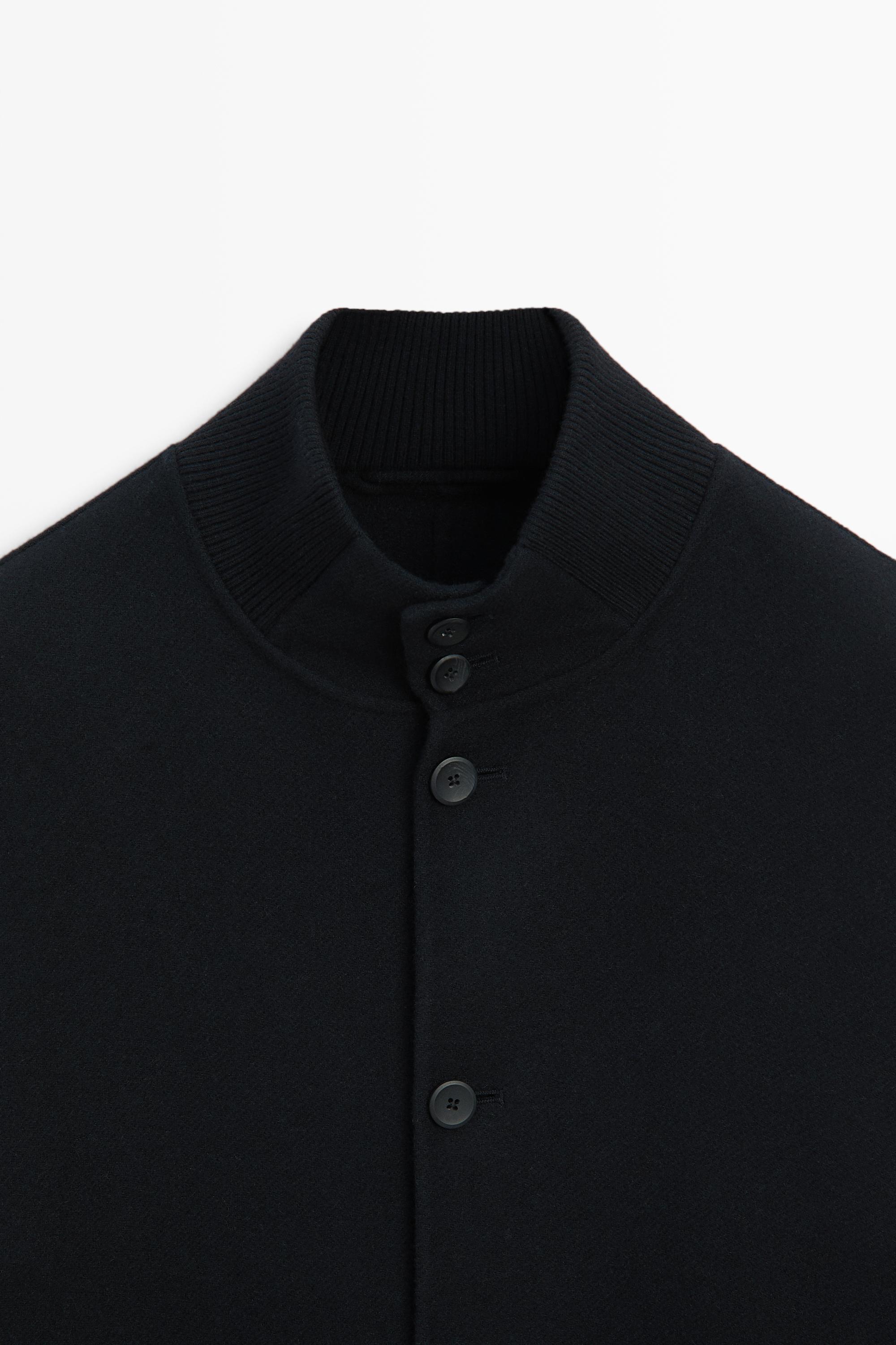 Wool blend pocket detail bomber jacket