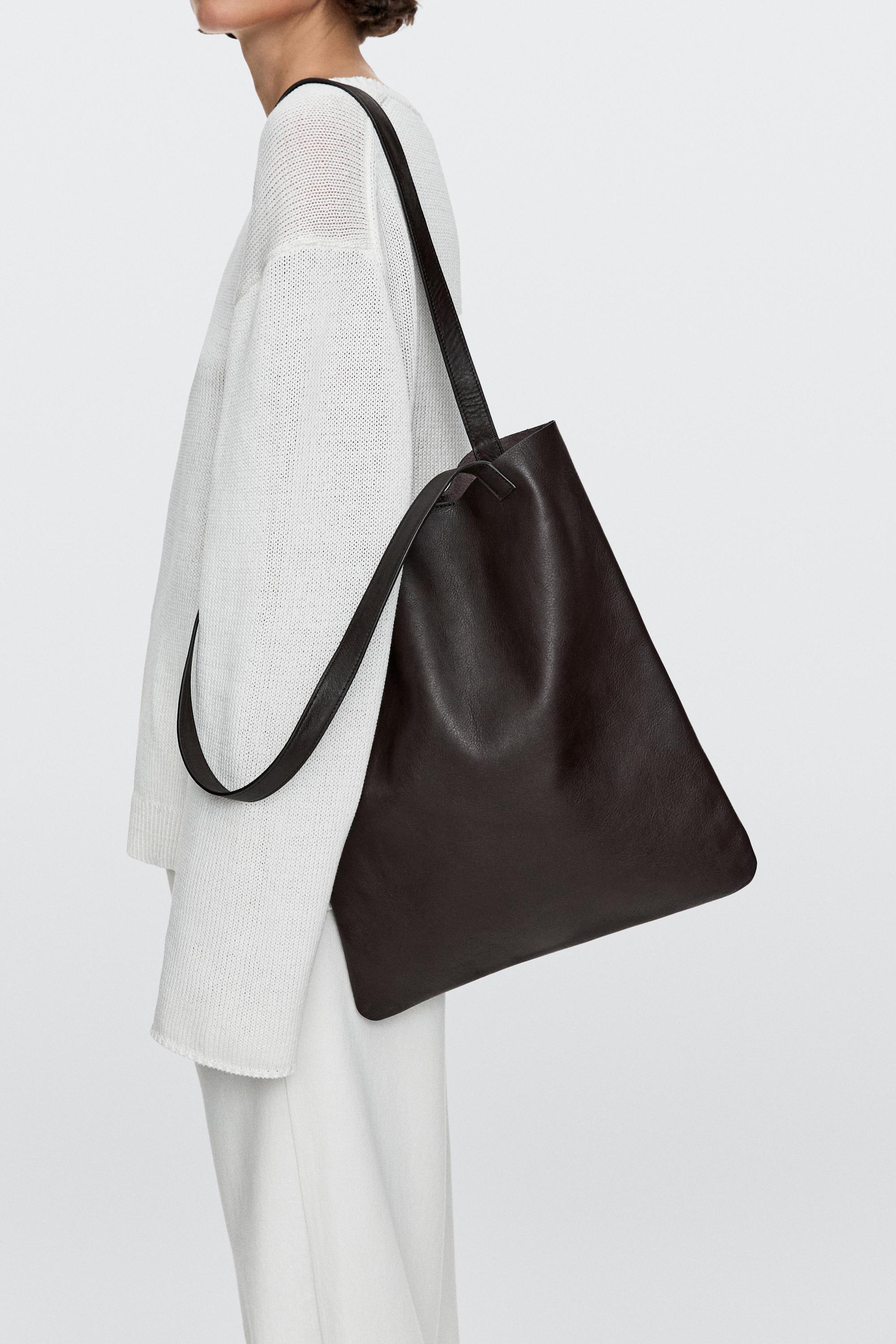 Nappa leather tote bag with clutch detail