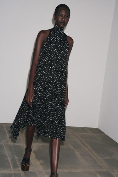 ZW COLLECTION HALTER POLKA DOT DRESS - Black / White by Zara - Image 4