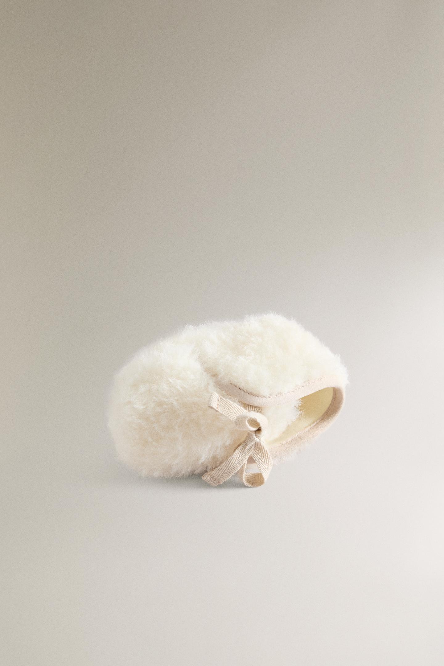 Детские ботинки Zara Faux Shearling, цвет: Бежевый — фото 4