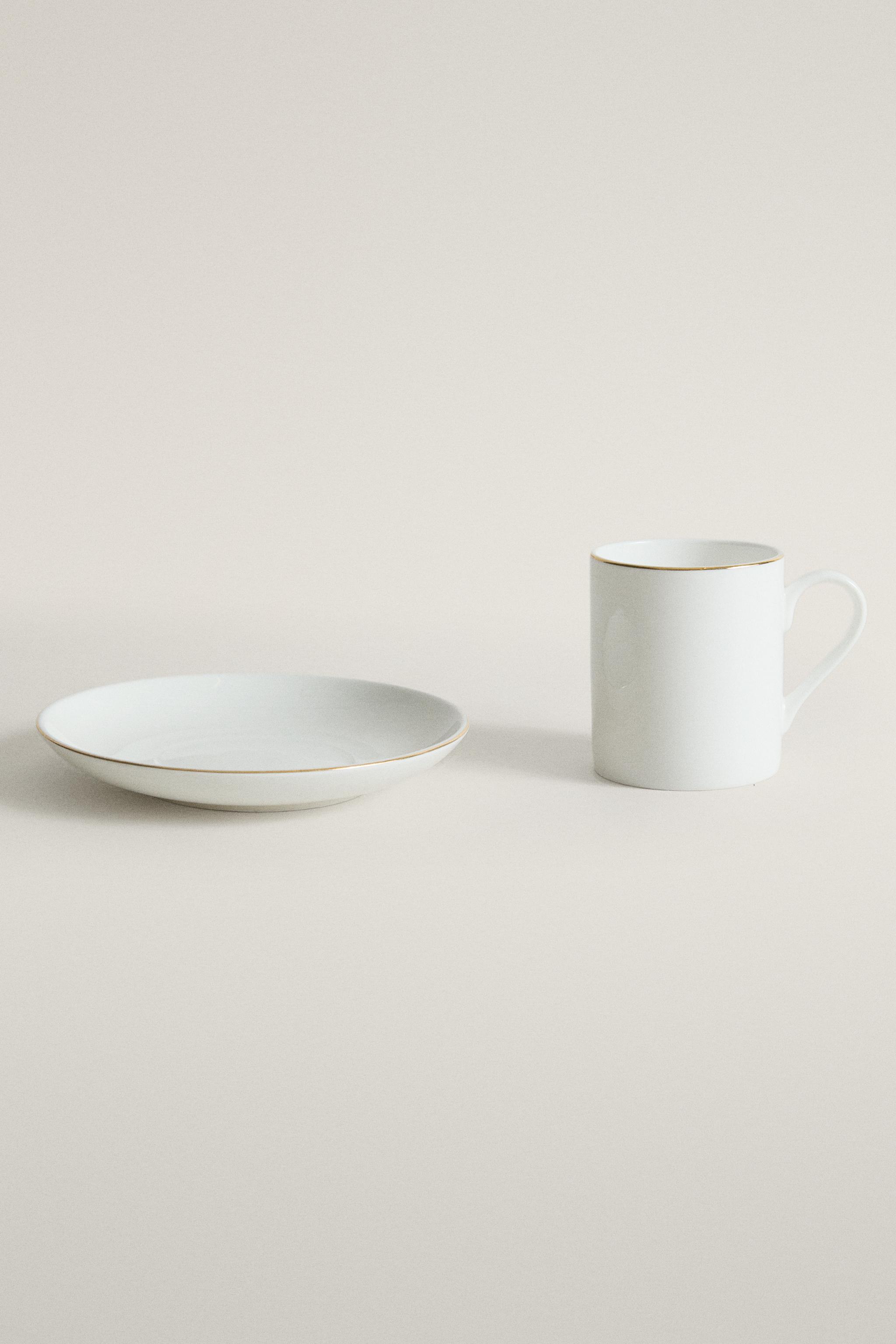 TASSE À CAFÉ AVEC SOUCOUPE PORCELAINE BONE CHINA BORD