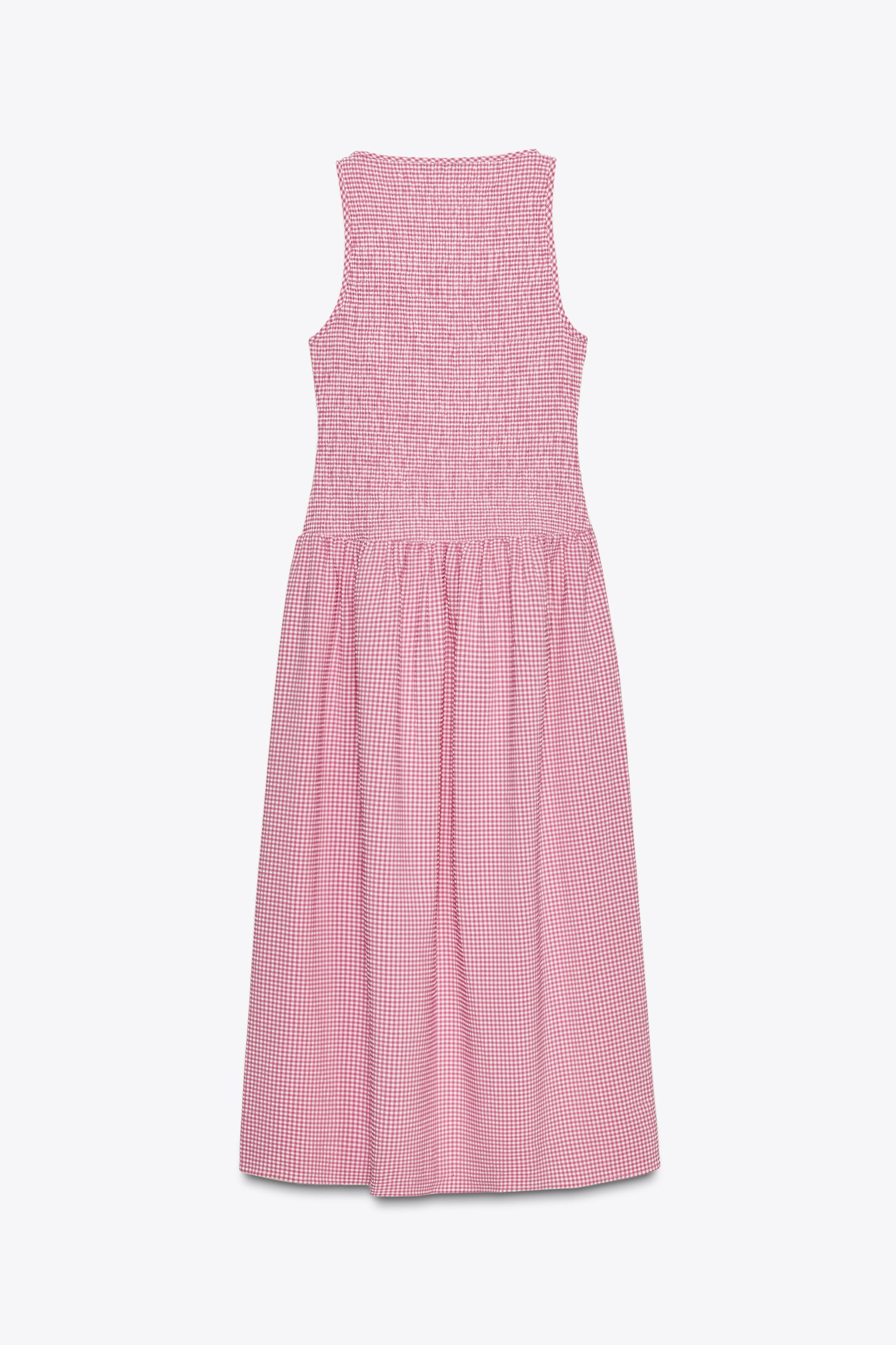 【ZARA】ギンガムチェック柄ミディ丈ワンピース8741/093/700 ギンガムチェック柄ミディ丈ワンピース - ブラウン | ZARA Japan