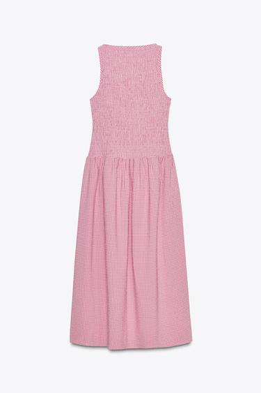 GINGHAM CHECK MIDI DRESS - Pink / White by Zara - Image 7