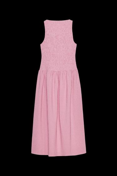 MIDI-KLEID MIT VICHY-MUSTER - Rosa / Weiß von Zara