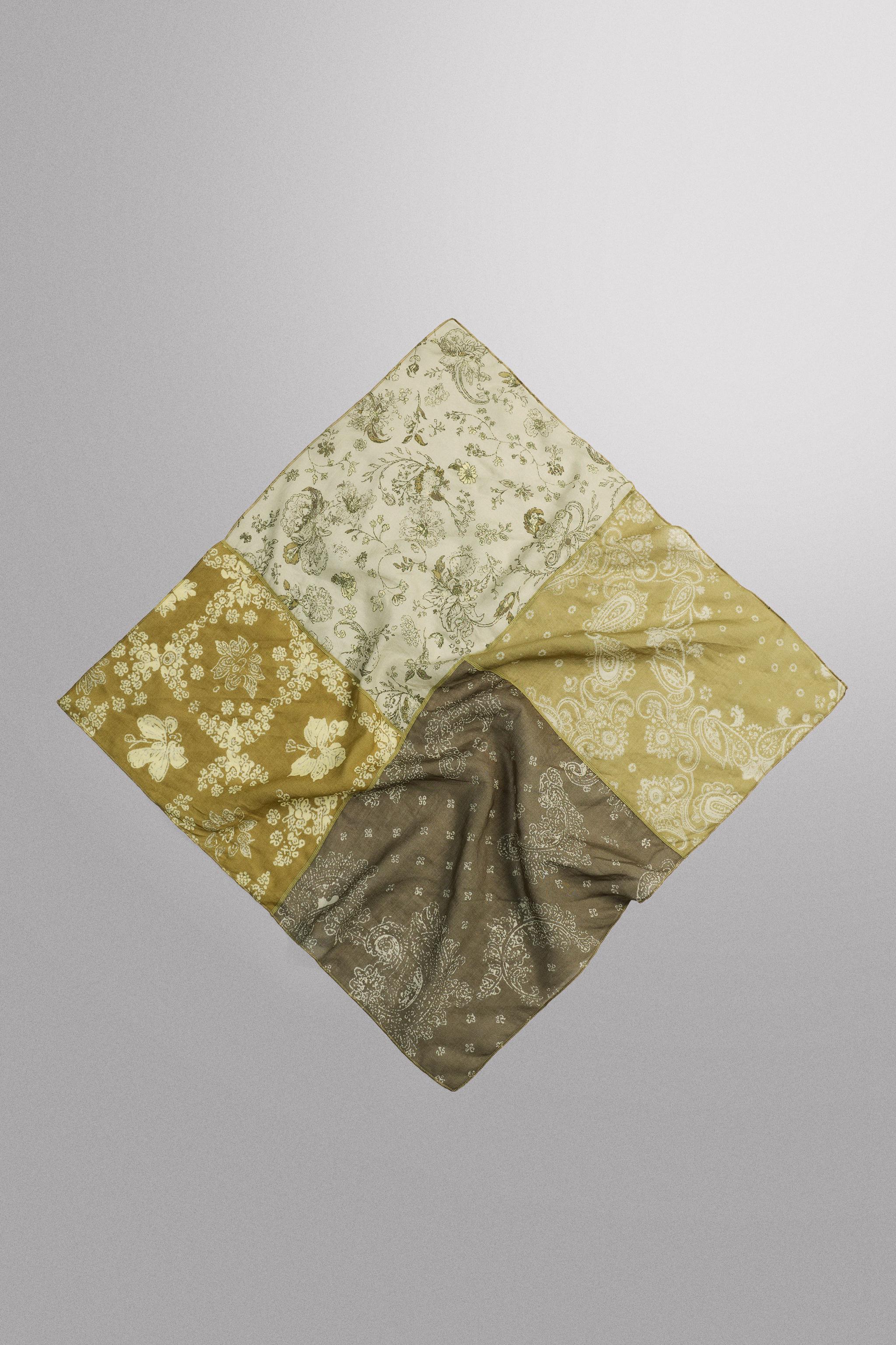 RAMIE-COTTON PATCHWORK BANDANA — Green