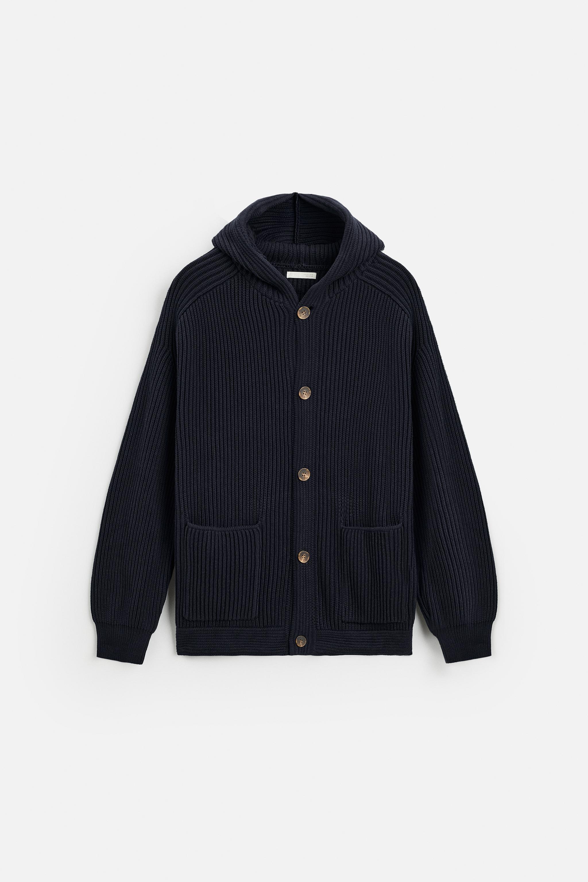 ウラアミニット フードカーディガン - ネイビーブルー | ZARA