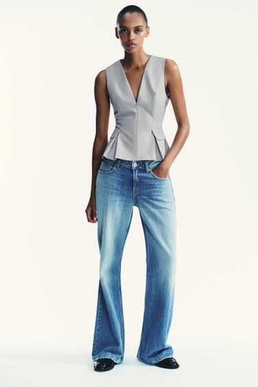 PEPLUM TOP - Pearl grey by Zara