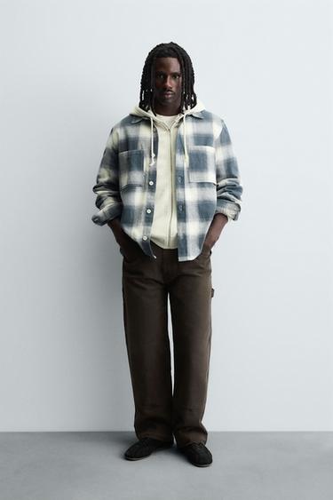 CHECK FLANNEL SHIRT - Blue/White by Zara