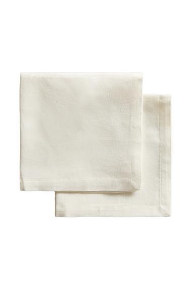 SET OF JACQUARD NAPKINS WITH ROSES (SET OF 2) - White by Zara