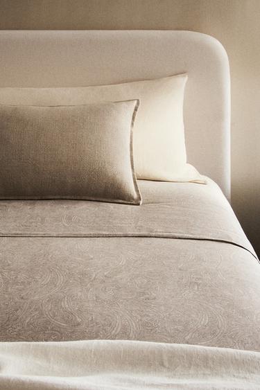 PAISLEY SATEEN DUVET COVER - Light grey by Zara