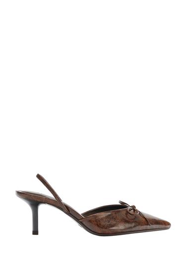 BOW DETAIL SLINGBACK HEELS - Brown by Zara