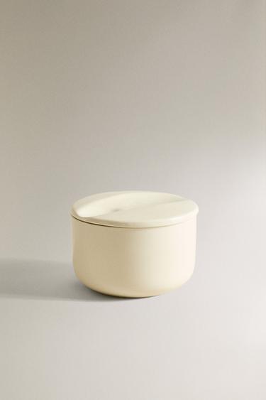 POT DE MAQUILLAGE EN GRÈS - Écru de Zara - Image 0