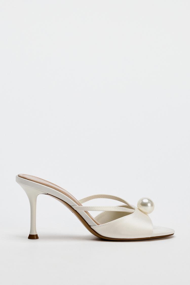Sandalias Tacones Blancos Zara Zapato Sandalias Perlas Zara Sandalias Perla  Zara Sandalias