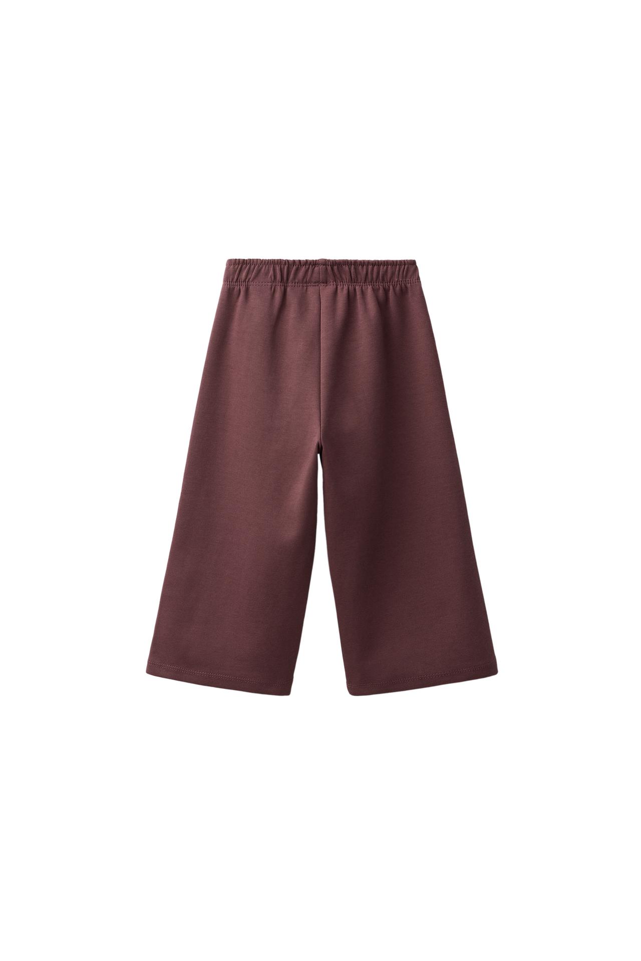 HEART INTERLOCK WIDE LEG PLUSH PANTS — Chocolate