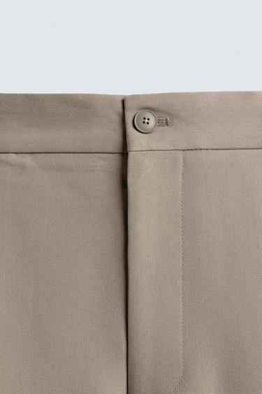 PANTALON RELAXED FIT À PLIS - Marron clair de Zara - Image 8