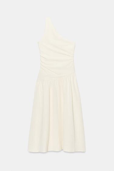 ROBE ASYMÉTRIQUE TEXTURÉE - Écru de Zara - Image 6