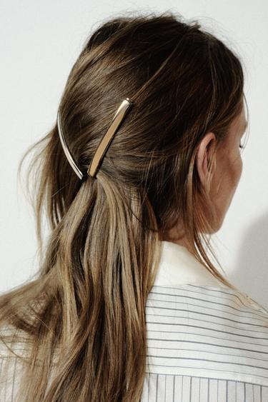 3-PACK OF PLAIN AND RHINESTONE METAL HAIR CLIPS - Golden by Zara - Image 0