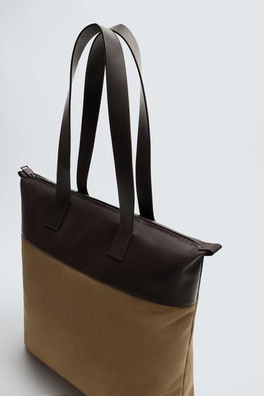 SAC SHOPPER DÉTAILS EN CUIR - brun de Zara - Image 2