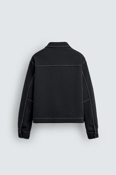 CONTRAST TOPSTITCHING OVERSHIRT - Dark navy by Zara - Image 7