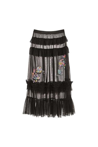 EMBROIDERED TULLE SKIRT