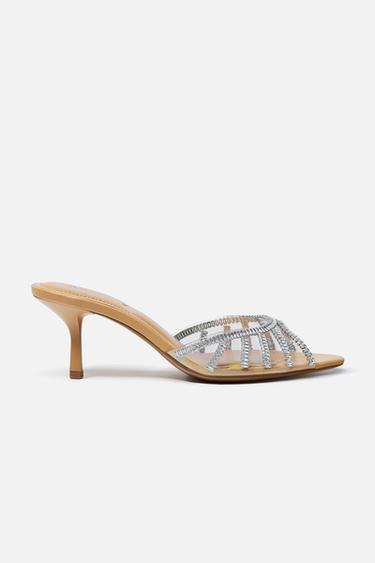 VINYL SANDALS WITH SHINY DETAILS - Beige by Zara