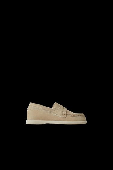 LEATHER PENNY STRAP LOAFERS - Sand Brown by Zara - Image 0
