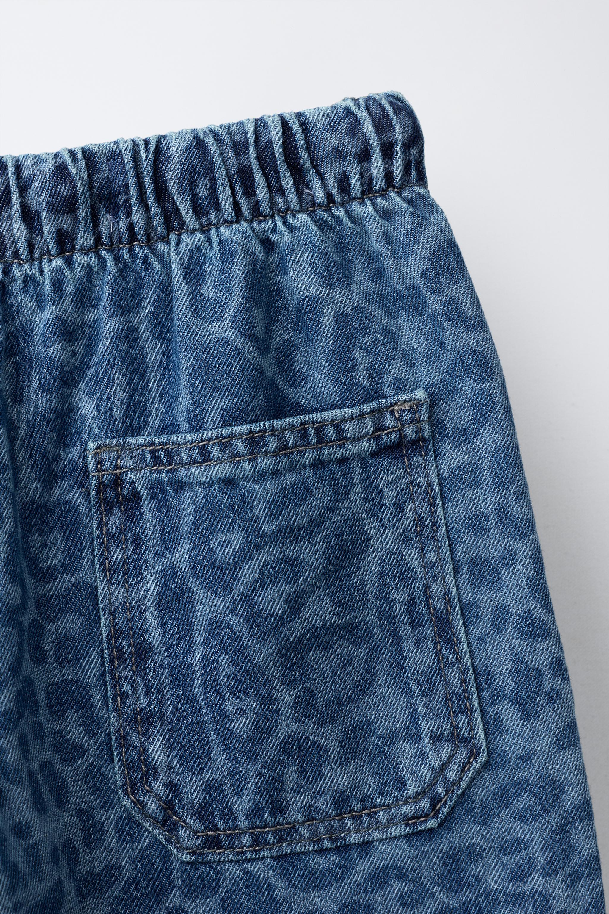ANIMAL PRINT WIDE LEG JEANS