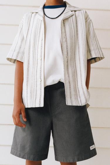 RUSTIC STRIPED BOWLING SHIRT - Ecru by Zara