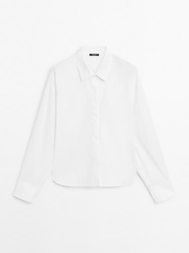 Zara Loose-fitting 100% cotton poplin shirt - White