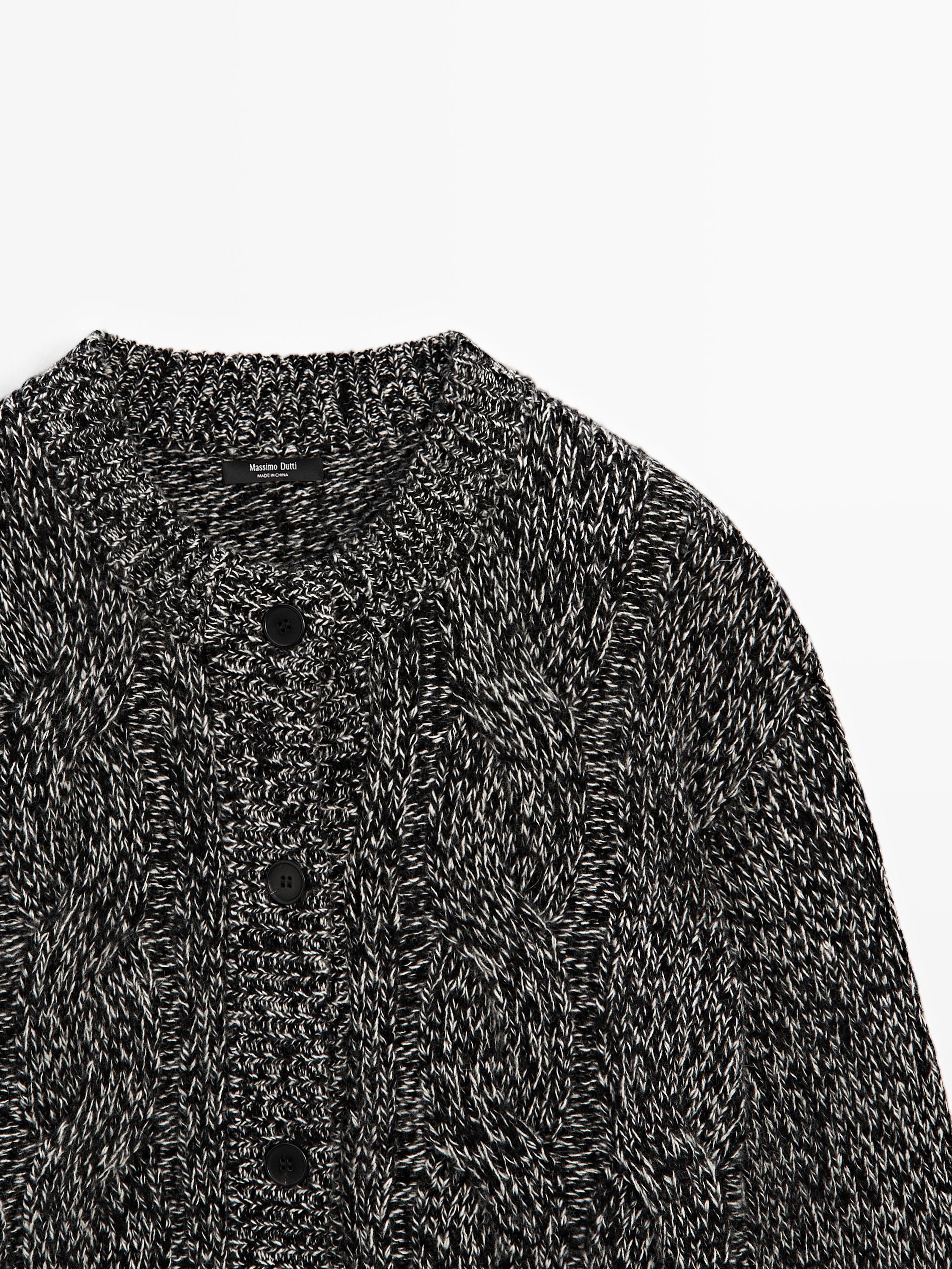 Cardigan tressé en laine mélangée