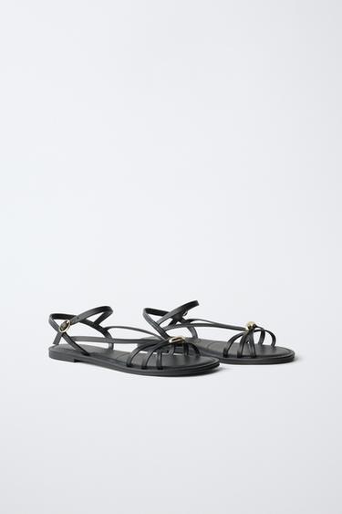 GOLD-TONE EMBELLISHED SANDALS - Black by Zara