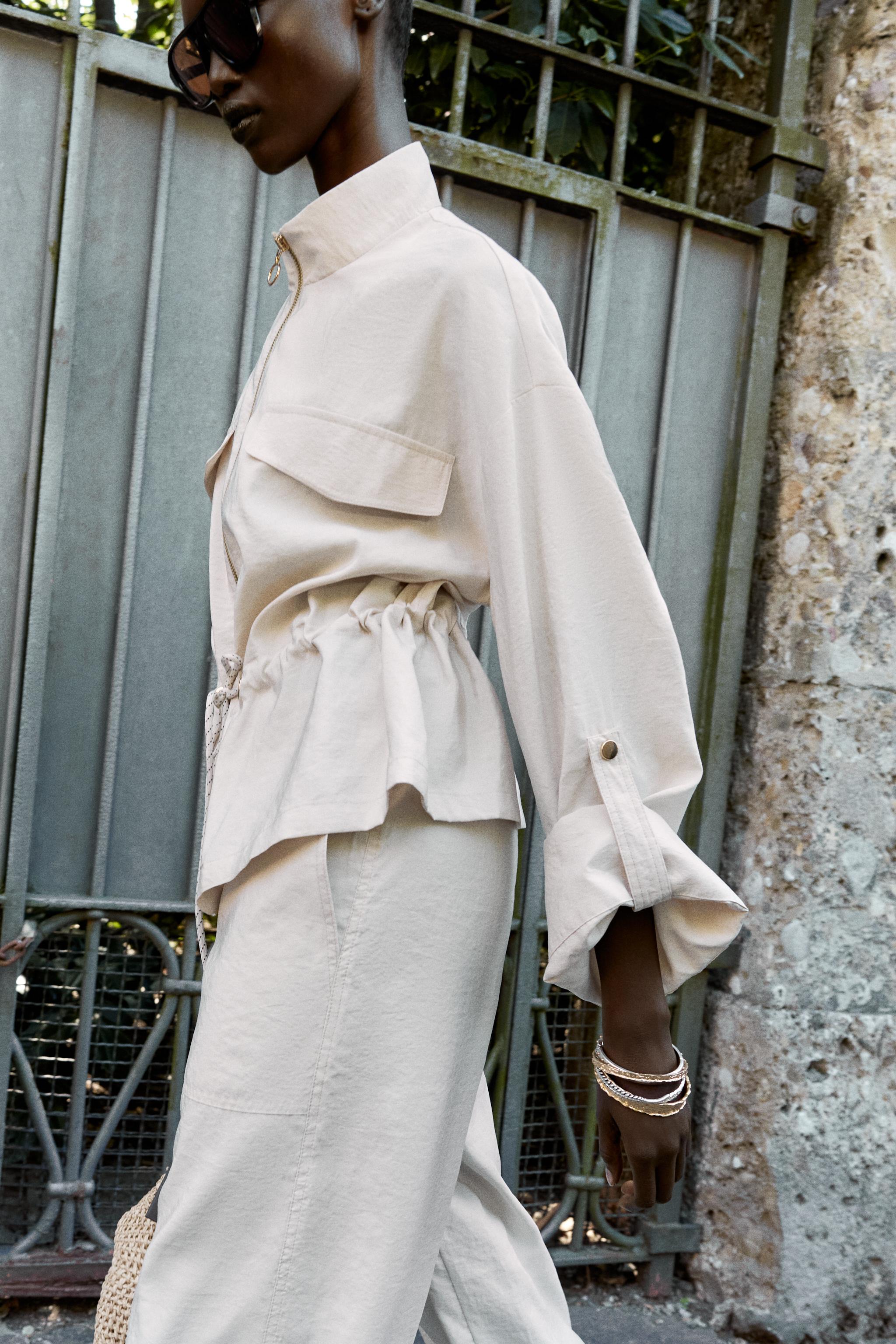 CASACO SAFARI COM CORDÃO - Creme | ZARA Brasil