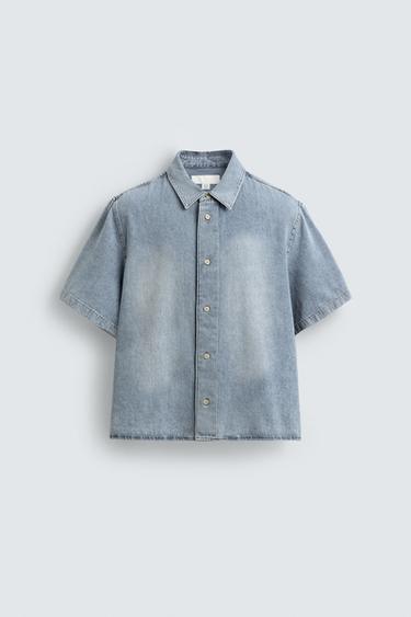 LIGHTWEIGHT BOXY FIT DENIM SHIRT - Light blue by Zara