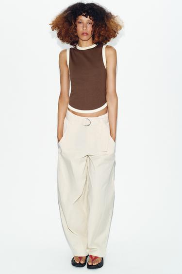 تيشرت ببييهات متباينة - بني الخاص بـ Zara