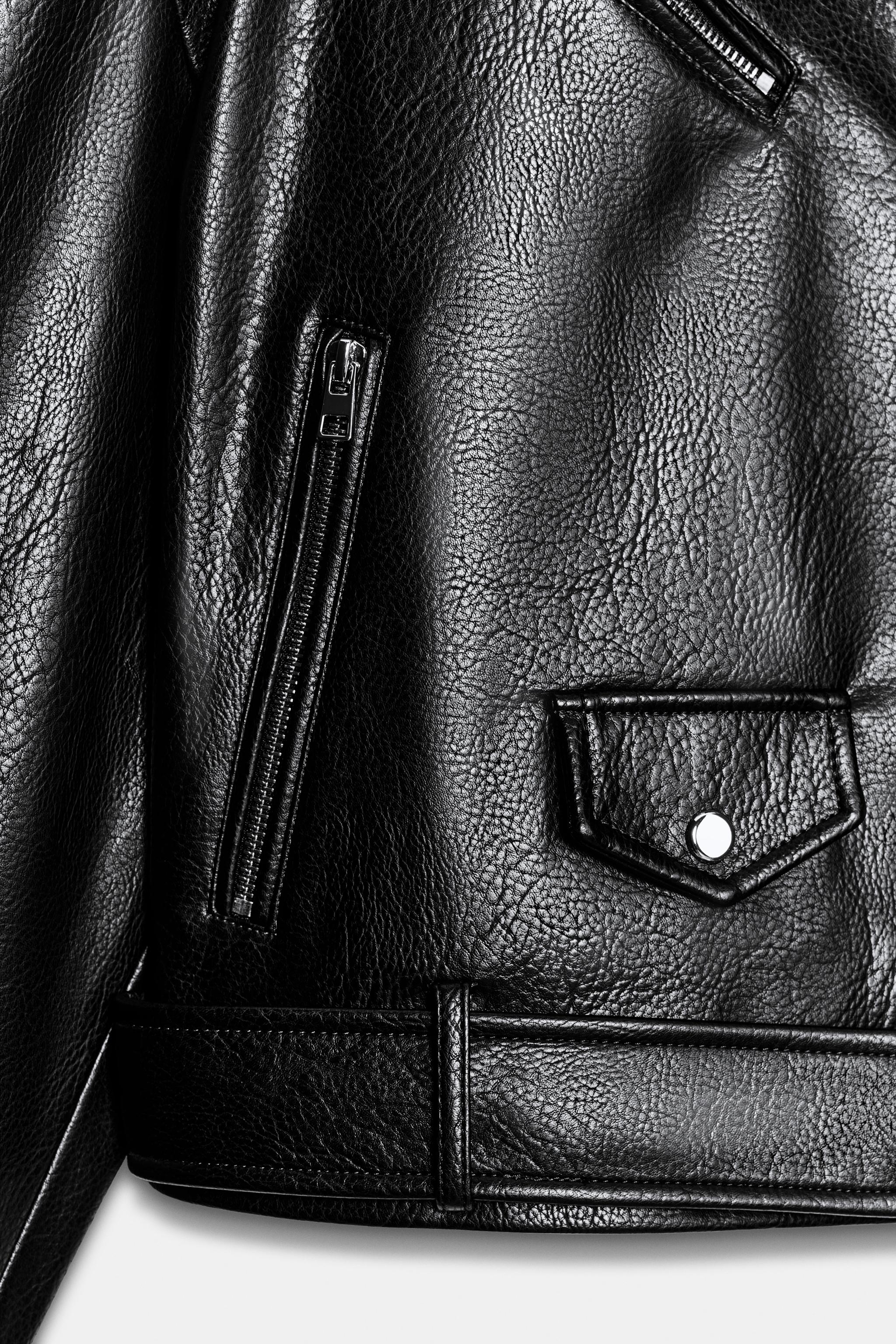 Женские куртки Zara FAUX LEATHER BIKER JACKET — фото 10