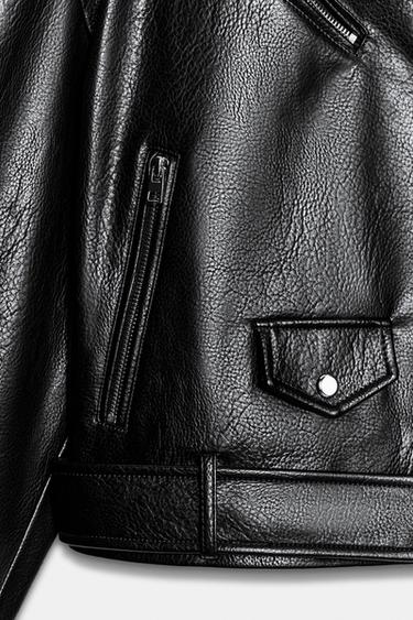 BLOUSON DE MOTARD EN MATIÈRE SYNTHÉTIQUE - Noir de Zara - Image 9