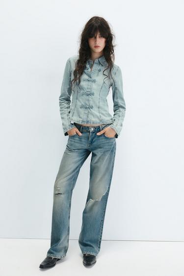 CAMISA NUDOS - Azul de Zara