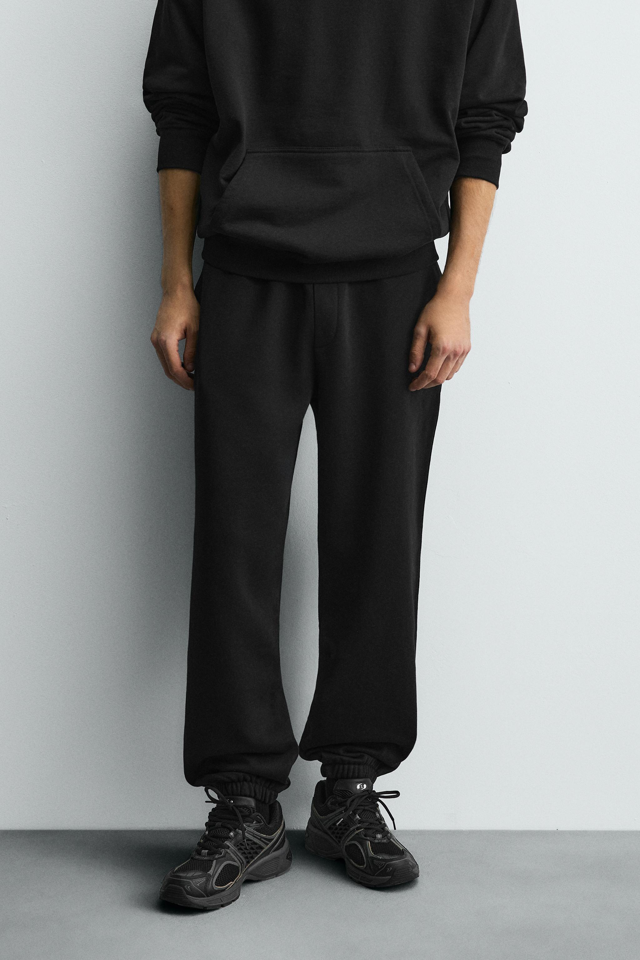 BASIC REGULAR FIT JOGGING PANTS — Black (alternate view)