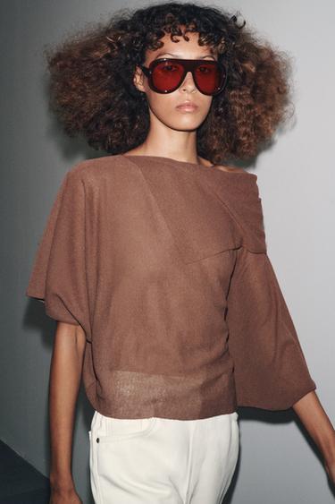 PLAIN KNIT LAYERED TOP - Chocolate by Zara