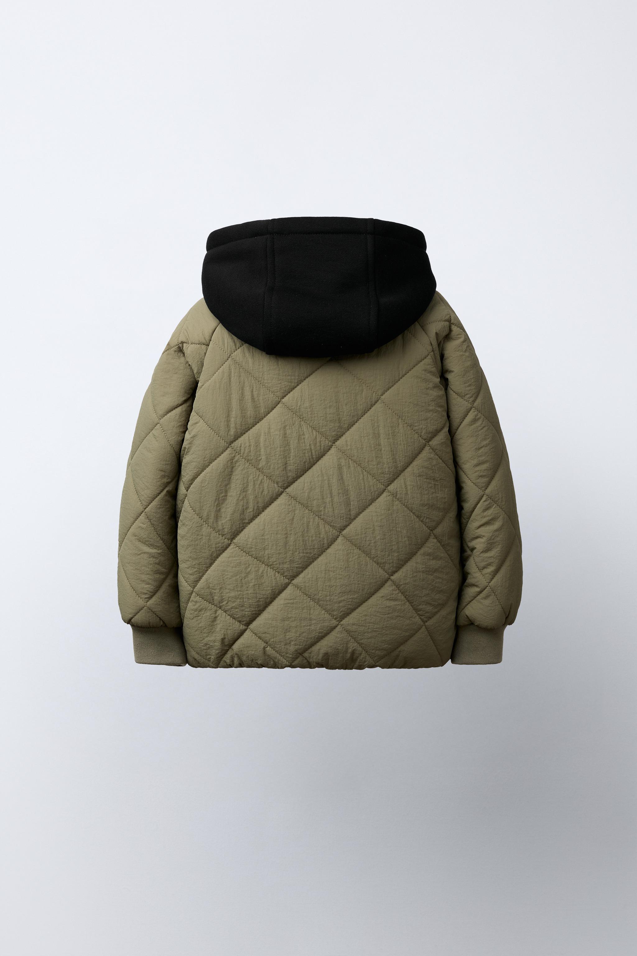 コントラストフーデッドパフジャケット - カーキ | ZARA Japan / 日本 コントラストフーデッドパフジャケット - カーキ | ZARA Japan / 日本