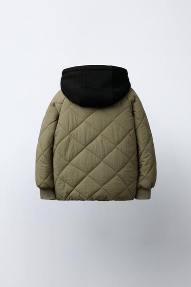BLOUSON REMBOURRÉ CAPUCHE COMBINÉE - Kaki de Zara - Image 3