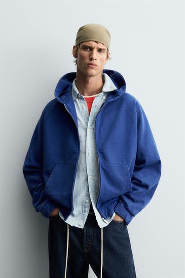Zara BOXY FIT HOODIE SWEATSHIRT - Bluish