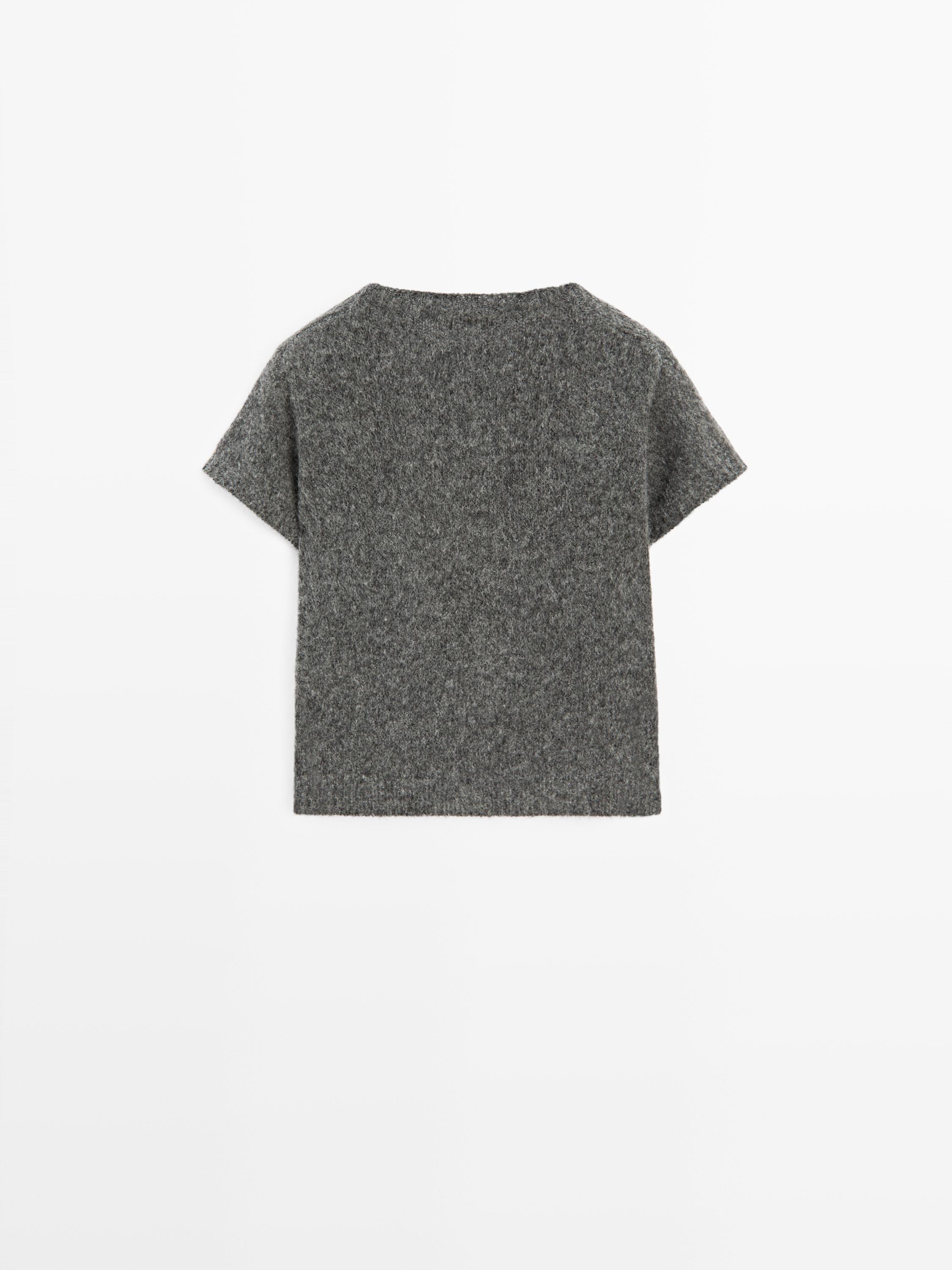 Pull court en maille de laine et alpaga
