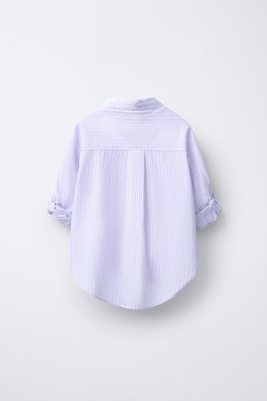 PACK CHEMISE EN POPELINE RAYÉE AVEC T-SHIRT CÔTELÉ - Mauve de Zara - Image 2