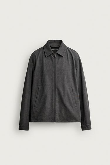 REGULAR FIT ZIP-UP OVERSHIRT - Charcoal grey by Zara